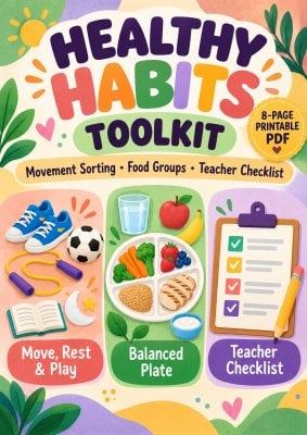 Healthy Habits Toolkit | Movement Sorting, Food Groups & Checklist
