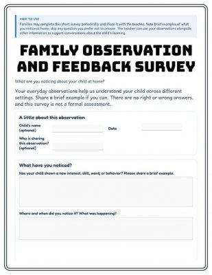 Child Observation & Progress Toolkit | Family Survey & Learning Report