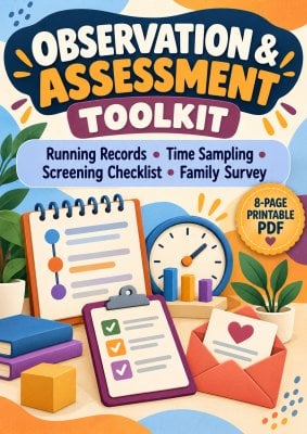 Running Record and Time-Sampling Observation Sheets for Early Childhood Assessment