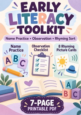 Early Literacy Toolkit: Name Practice, Observation & Rhyming Sort