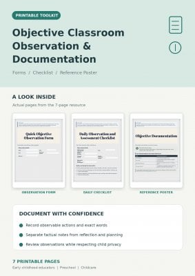Objective Classroom Observation & Documentation Toolkit for Teachers