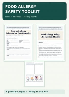 Food Allergy Safety Toolkit: Forms, Checklists & Sorting Activity