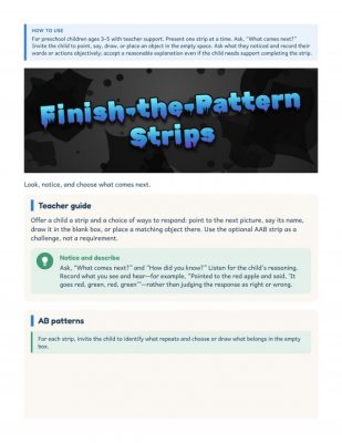 Preschool Finish-the-Pattern Strips: AB Pattern Practice