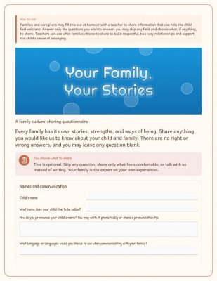 Your Family, Your Stories: Family Culture-Sharing Questionnaire