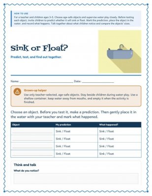 Sink or Float? Preschool Science Prediction and Recording Activity