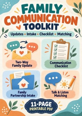 Family Communication Toolkit: Updates, Intake, Checklist & Matching