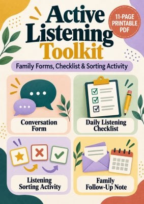 Active Listening Toolkit: Family Forms, Checklist & Sorting Activity