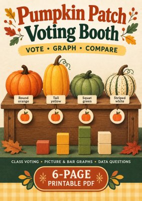 Pumpkin Patch Voting Booth: Fall Math Graphing, Voting & Data Activities