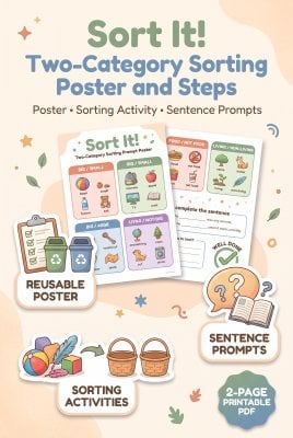Sort It! Two-Category Sorting Poster and Steps