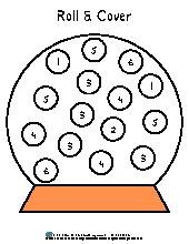 Snowglobe Roll & Cover Activity. Preschool. Math.