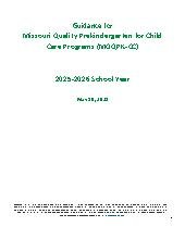 Guidance for Missouri Quality Prekindergarten for Child Care Programs