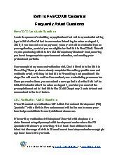 Birth to Five CDA&reg; Credential  Frequently Asked Questions