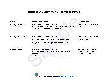 Sample Weekly Menu (Birth to Five)