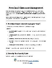 Preschool Classroom Management