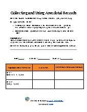 Collecting and Using Anecdotal Records