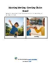 Morning Meeting: Greeting Choice Board