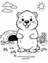 Preschool Groundhog Coloring Page