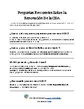 Preguntas Frecuentes Sobre la Renovaci&oacute;n De la CDA