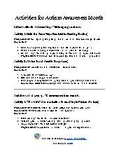 Activities for Autism Awareness Month
