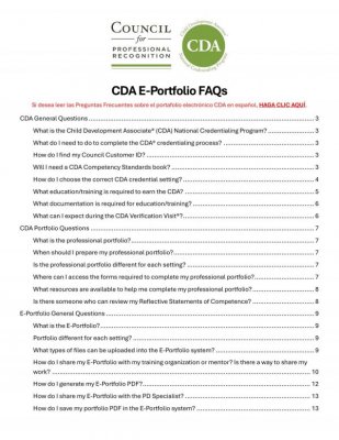 CDA E-Portfolio FAQs
