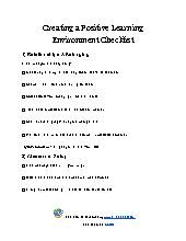 Creating a Positive Learning Environment Checklist