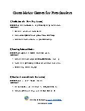 Gross Motor Games for Preschoolers