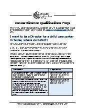 Texas Center Director Qualifications FAQs