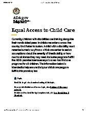 Equal Access to Child Care Under the Americans with Disabilities Act