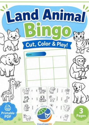 Bingo Cards - Land Animals Edition 