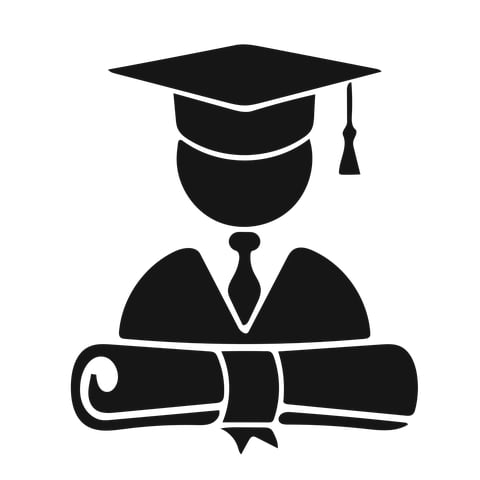 Graduate Silhouette with Cap and Diploma