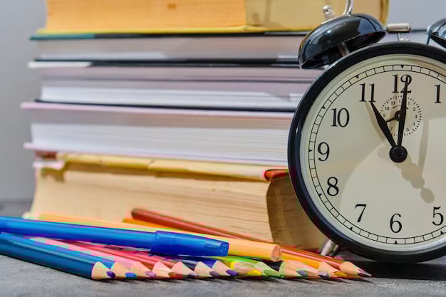 Colorful Pencils Beside A Classic Clock
