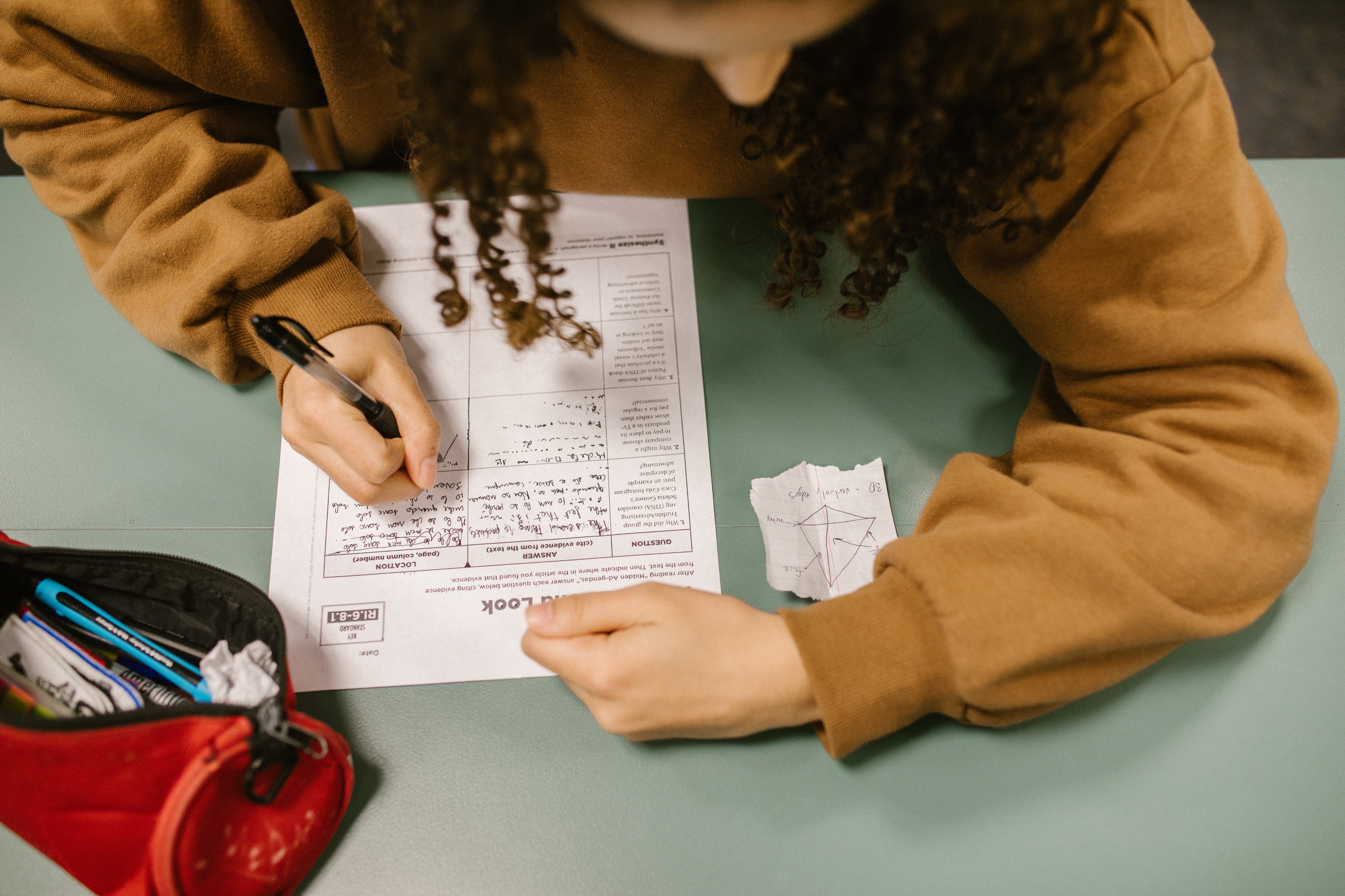 Student Engaged in Writing Task