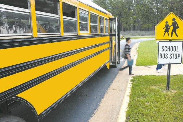 Bright Yellow School Bus at Stop image in article Healthy Tips for Back to School