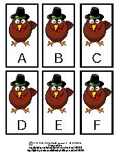 Turkey Letter Flashcards. All Ages. Literacy.